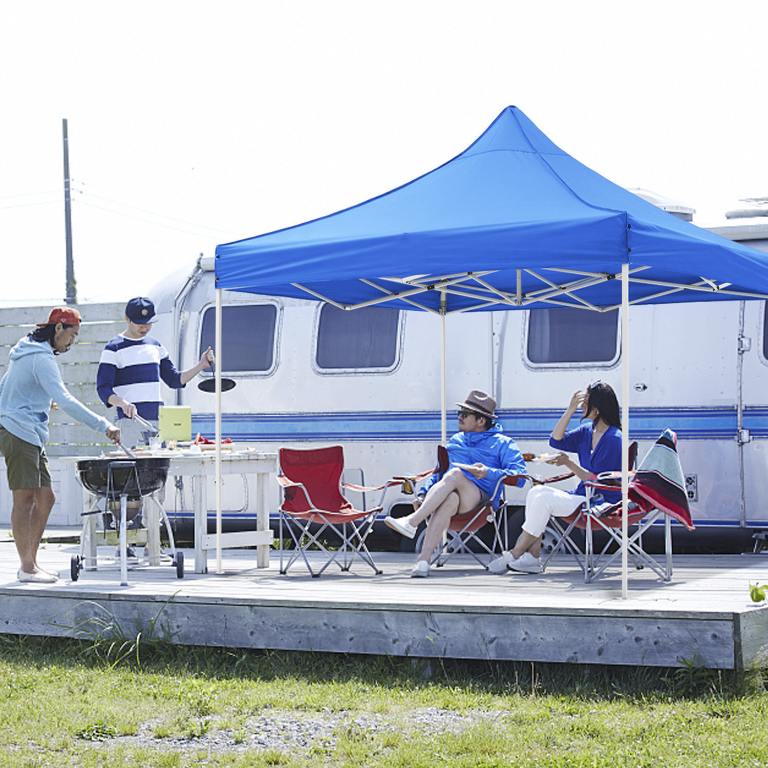 Toldo azul retráctil 3x3 premium