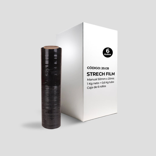 Strech Film Manual 500mmx20mic. 1kg neto+0,6 kg - Caja 6 rollos Strech Film Manual 500mmx20mic. 1kg neto+0,6 kg - Caja 6 rollos