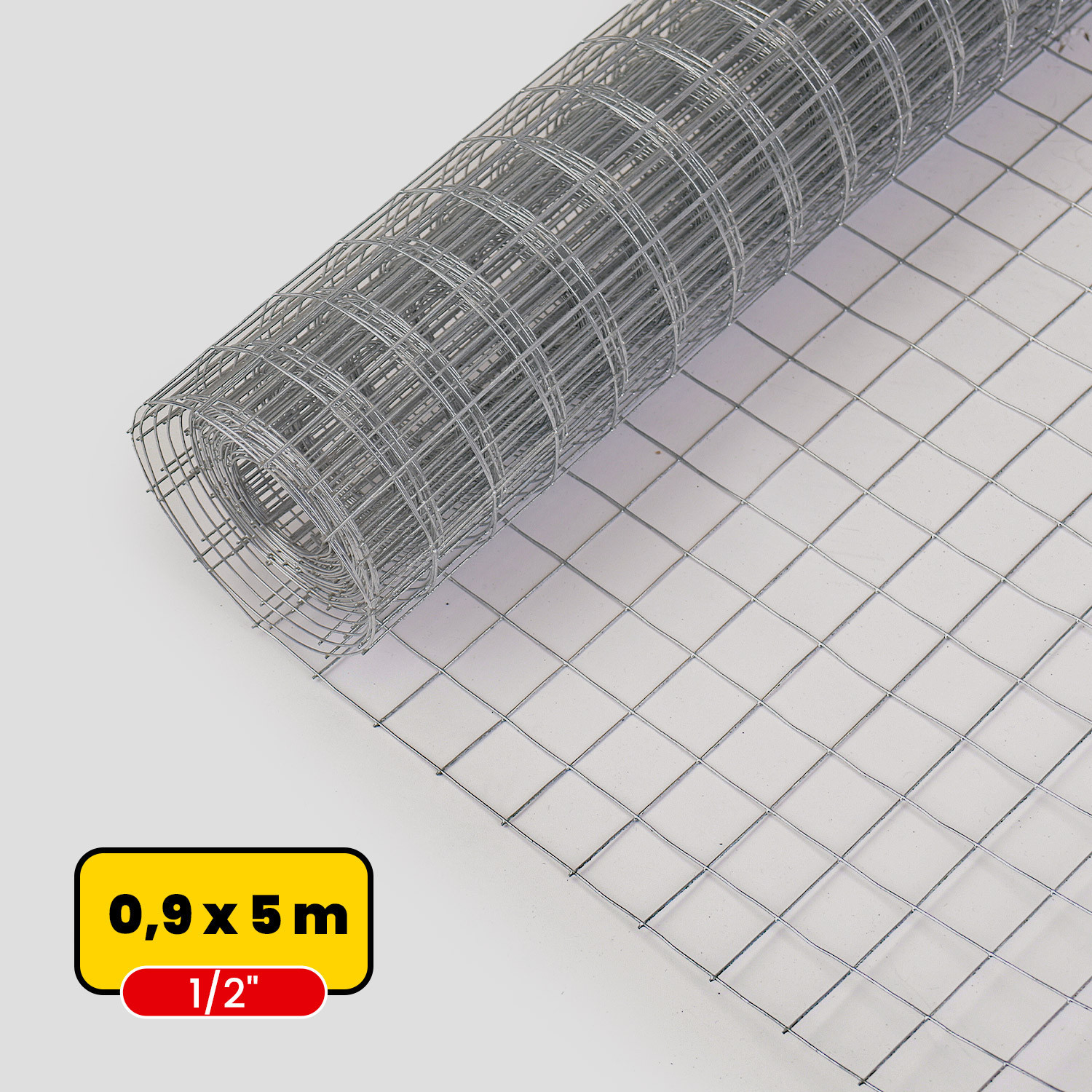 Malla soldada galvanizada 0,9m x 5m, 1/2" Malla soldada galvanizada 0,9m x 5m, 1/2"