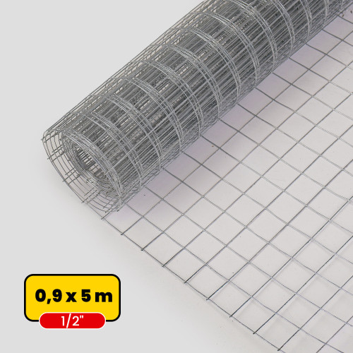 Malla soldada galvanizada 0,9m x 5m, 1/2" Malla soldada galvanizada 0,9m x 5m, 1/2"
