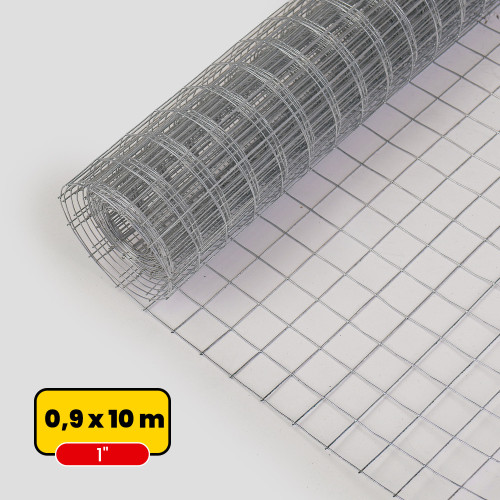 Malla soldada galvanizada 0,9m x 10m, 1" Malla soldada galvanizada 0,9m x 10m, 1"