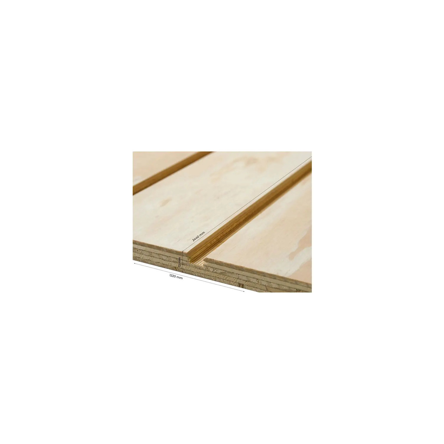 Tablero Terciado ranurado clásico 12 x 1220 x 2440mm (pallet de 85 un)