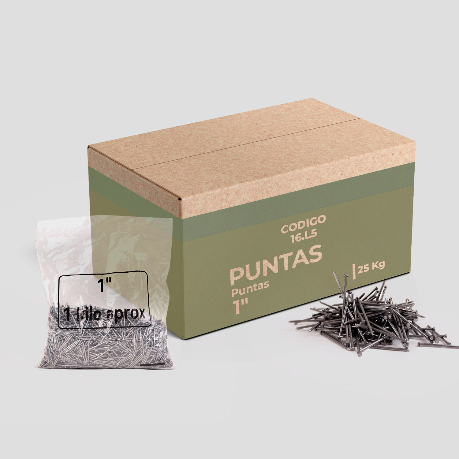 Caja puntas 25 kg (1”) Caja puntas 25 kg (1”)