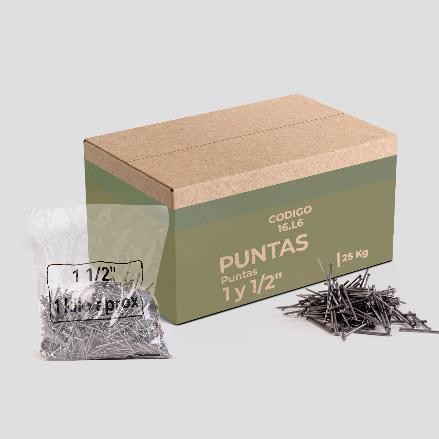 Caja puntas 25kg (1'' 1/2) Caja puntas 25kg (1'' 1/2)