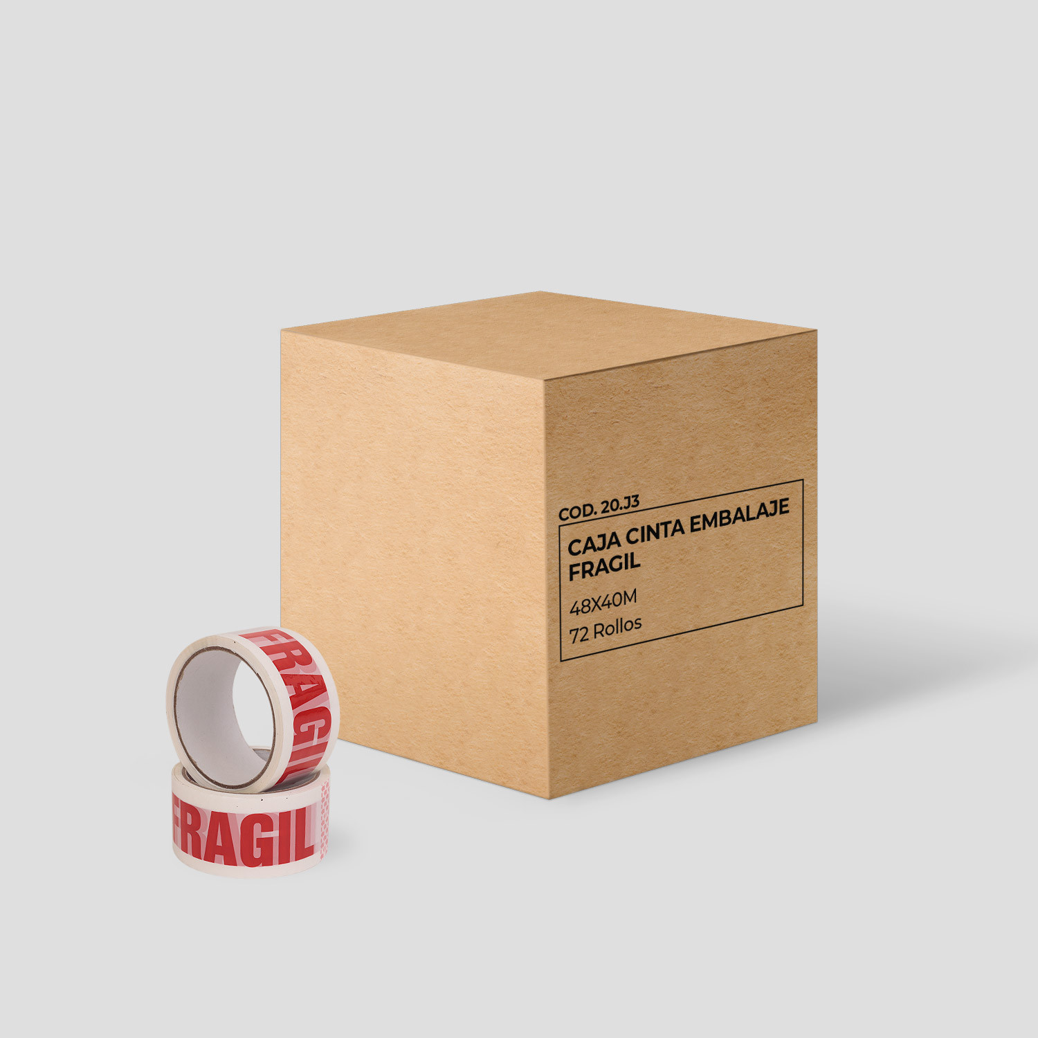 Cinta Embalaje Blanca "FRAGIL" 48x40m - Caja 72 rollos