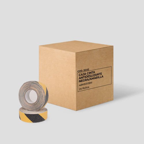 Cinta antideslizante negra/amarilla 48mmx18m - Caja 24 rollos