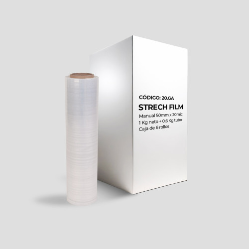 Strech Film Manual 500mmx20mic. 1kg neto+0,6 kg - Caja 6 rollos Strech Film Manual 500mmx20mic. 1kg neto+0,6 kg - Caja 6 rollos